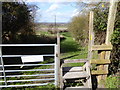 Footpath junction with stile on Underhill Lane