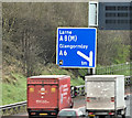 Advance direction sign, M2 hill section, Belfast (March 2017)