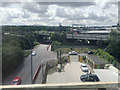 Main line railway crosses Lawley Middleway northbound, Vauxhall, Birmingham