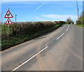 SO4614 : Warning signs alongside the B4233 near Hendre, Monmouthshire by Jaggery