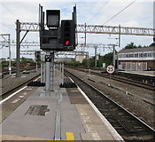 SJ8989 : Signal ST2F, Stockport railway station by Jaggery