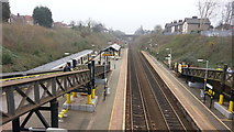 SJ4385 : Hunts Cross railway station by Peter Whatley