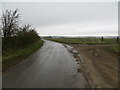 Road with Weatherleyhill Lane (track) joining from the left