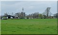 Caravans and a mast at Yatehouse Farm