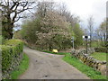 The Burnley Way Footpath reaching tarmac near Dyneley Farm