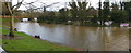 Cusher River, Clare Glen, Co Armagh, Northern Ireland having overflowed and flooded car park