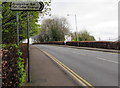 Bilingual direction sign alongside Llanfrechfa Way, Cwmbran