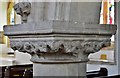 ST3400 : Hawkchurch: St. John the Baptist's Church: Nave capital, man feeding an animal (set of 3 images) by Michael Garlick