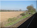 SU2127 : View from a Southampton-Salisbury train - Lineside hut and foot crossing by Nigel Thompson
