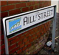 Partly bilingual street name sign, Hill Street, Barry