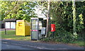 Elizabeth II postbox and telephone box on Clacton Road, Weeley Heath