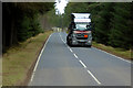 NJ0331 : HGV on the A939, Mid Lynmore Wood by David Dixon