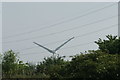 View of a wind turbine at Beckton from Hand Trough Creek