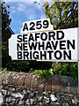 Direction Sign on A259 at East Dean