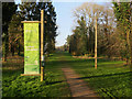 TL8293 : Path and banner, Lynford Arboretum by Hugh Venables