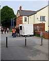 Matchday snack bar near an entrance to Rodney Parade, Newport