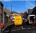 Yellow DHL van in Arthur Street, Barry