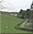 Farm house and buildings on a drumlin overlooking the Quoile River