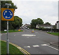 Mini-roundabout and sign, Henllys Way, Cwmbran