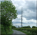 Communications mast near Belchamp Grid Substation