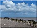 TA4213 : Old sea defences on the beach at Spurn by Mat Fascione