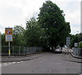 Bilingual road sign at the edge of Dukestown Road river bridge, Tredegar