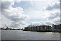 View of Canary Wharf from the top deck of a City Cruises vessel "Millennium Time"