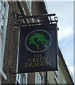 Sign for the Green Dragon public house, Bedale