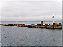 SY7076 : Portland Harbour, North Eastern Breakwater and Lighthouse by David Dixon