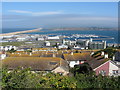 Portland marina and Chesil Beach from Fortuneswell