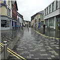 Merthyr Tydfil High Street on a wet Saturday