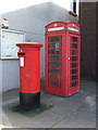 Elizabethan postbox and telephone box on The Square, Greenlaw