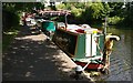 Narrowboats moored on the Grand Union Canal