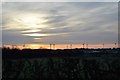 Red sky and wind turbines, Carnaby