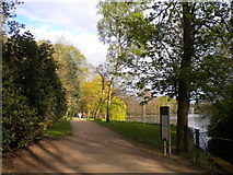 SE3338 : Path alongside Upper Lake, Roundhay Park (1) by Richard Vince