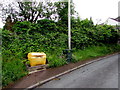 Yellow box and dark green bin, Kiln Road, Llanfoist