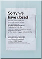 Closure notice on the former HSBC bank, 18 West Street, Fishguard, Pembs