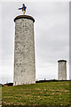 X5698 : The Metal Man pillars, Newtown Head, Tramore (2) by Mike Searle