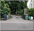 Wheelie bins at the entrance to Dean Lodge West, High Street, Iron Acton