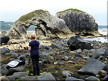 D0244 : Photographing an arched rock, Ballintoy by Kenneth  Allen