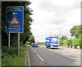 Warning in Nibley of a low bridge at Westerleigh