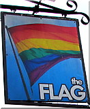 SO8555 : Multicoloured Flag name sign, Lowesmoor, Worcester by Jaggery