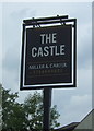 Sign for the Castle public house, Woodford