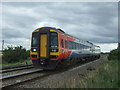 TL4890 : East Midlands Trains Class 158, No. 158799 approaching Welney Road Level Crossing, Manea by JThomas