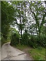 Footpath signed off the track to Shutelake Farm