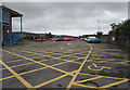 Yellow marked area at the northern end of Milland Road Car Park, Neath