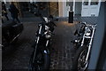 View of classic motorbikes in Greenwich Market for the Mean Old Timers meet-up #2