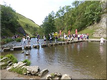 SK1551 : Queueing for the stepping stones across the River Dove by David Smith