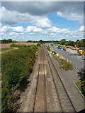 SJ4703 : Railway line towards Shrewsbury at Dorrington by Richard Law