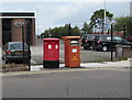 Queen Elizabeth II pillarbox and a franked mail box, Weston Road, Crewe